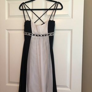 Black and While Flowy Beaded Dress